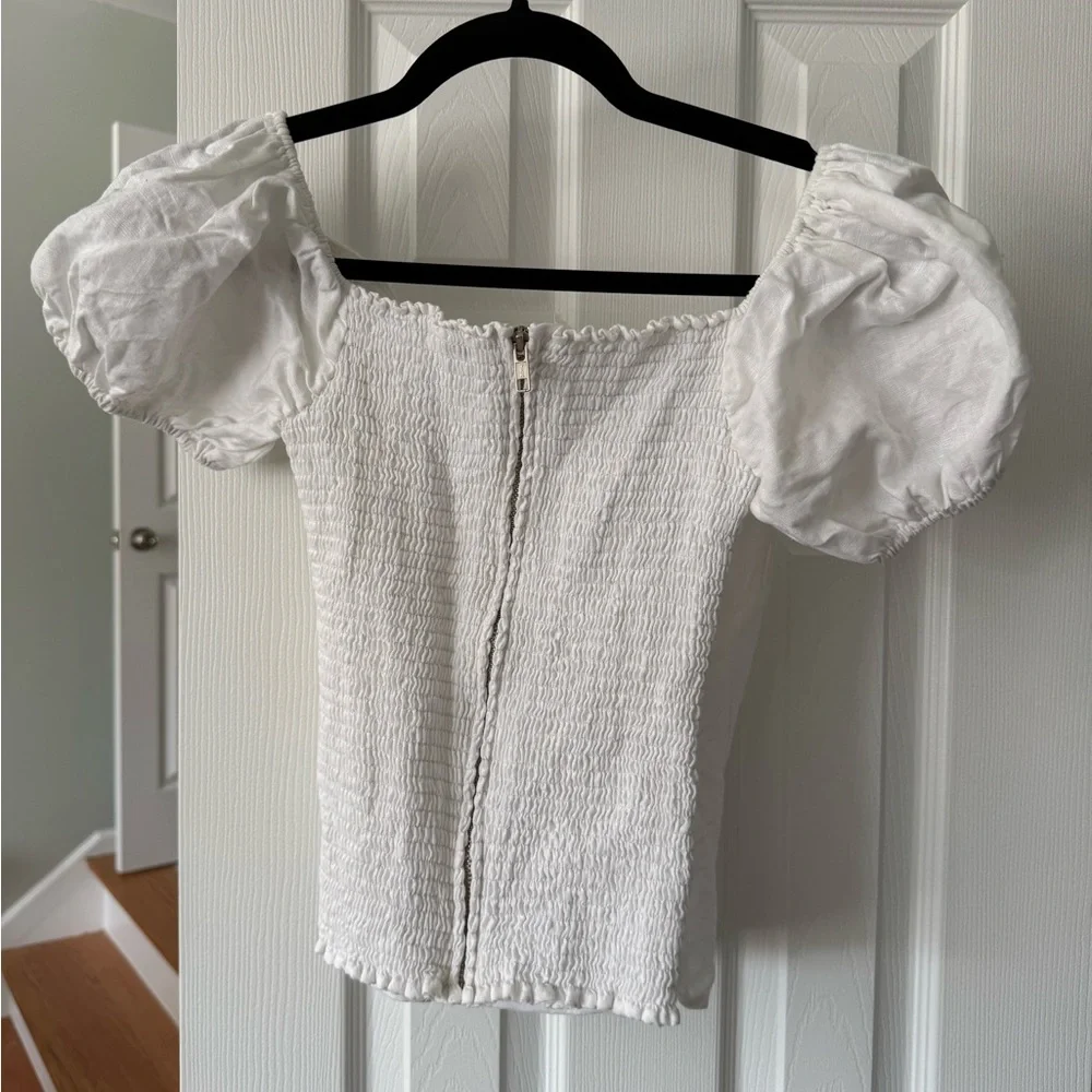 Reformation White Puff Sleeve Blouse